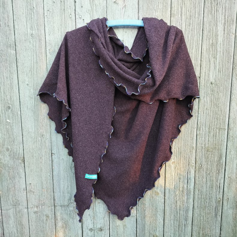 M�rk gr� meleret Sjal i recycled uld