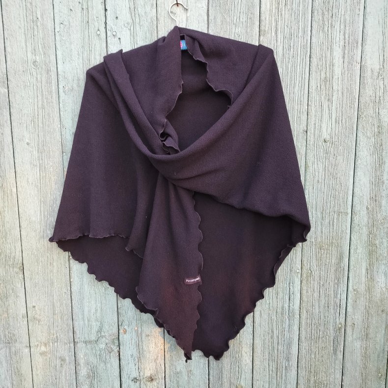 Sort Sjal i recycled uld