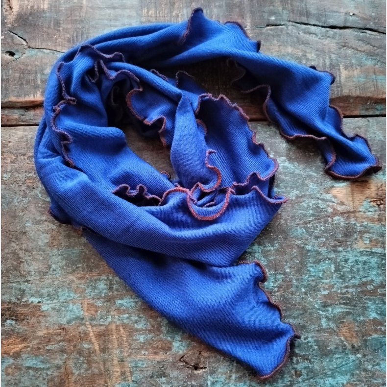 Varm Kobolt merinoulds t�rkl�de med brun kant